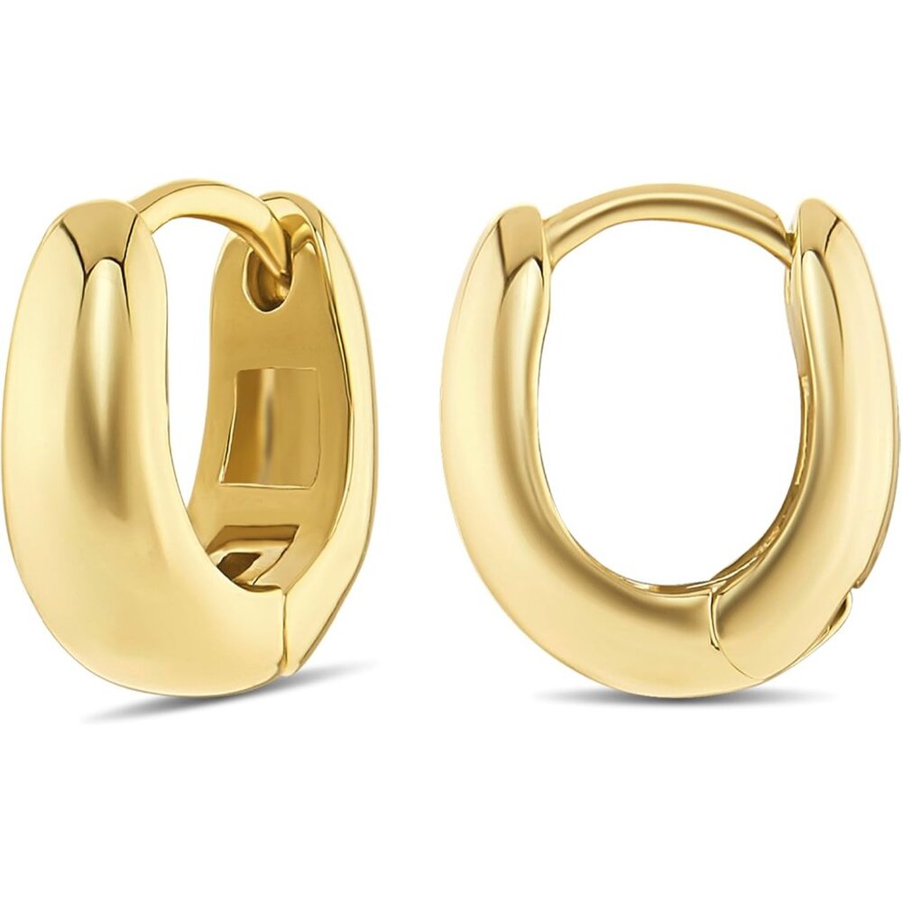 Elegant 14k Gold & Silver Huggie Earrings For Women - Hypoallergenic Multipack